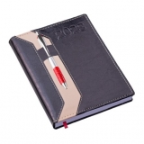 Agenda Clássica com Suporte de Caneta Preta Brindes Personalizados