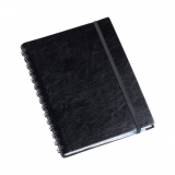 PLANNER EXECUTIVO C/ WIRE-O EMBUTIDO EM COURO SINT. PRETO C/ ELÁSTICO Brindes Promocionais