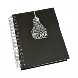 Planner Wire-o Capa Prime Preta com Estampa Motivacional Brindes Personalizados